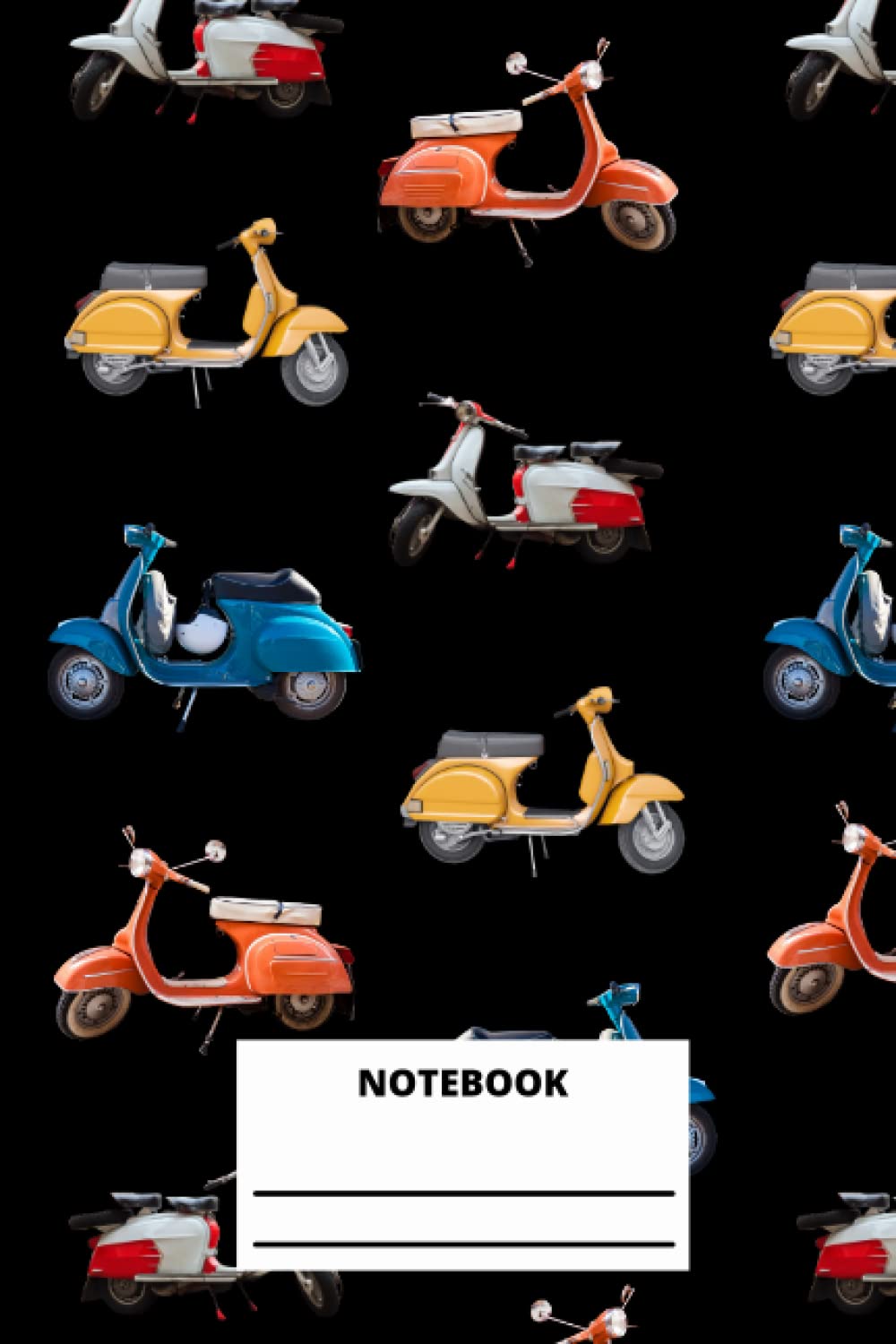 Black Scooter Notebook: Colored italian scooter style lined notebook (composition, book, journal) 6x9-120 pages Keep your notes Organized. Writing ... Teachers and Adults and Scooter lovers!