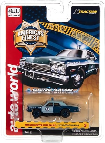 Auto World Xtraction SC397-3 1974 Dodge Monaco Massachusetts State Police HO Scale Slot Car