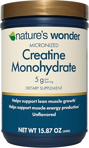 Nature's Wonder Monohidrato de creatina micronizada en polvo 0.18 oz, salud muscular, producción de energía muscular, sin lactosa, 0.18 oz de