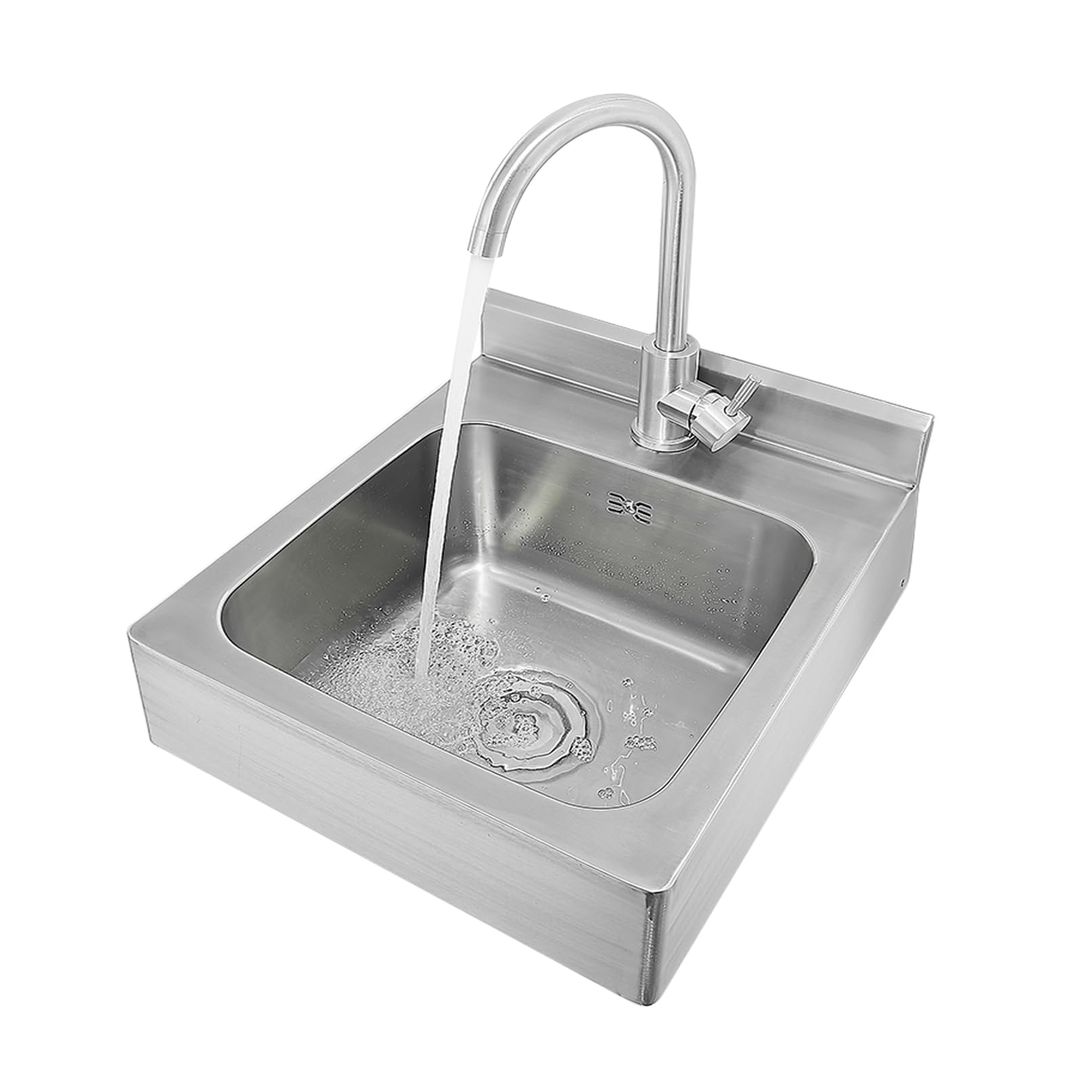 ZQFHSX Wall Mounted Kitchen Sink Stainless Steel Hand Washing Basin with Faucet, Professional Wash for Catering Toilet Bathroom Etc.