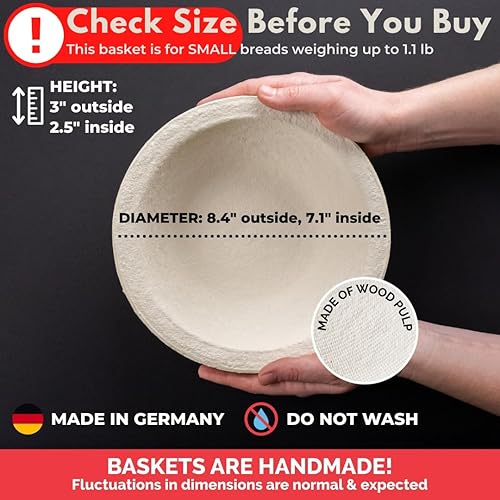 Miniatura 17 de Bulka Cesta grande redonda de 9 pulgadas con ranura de 2.2 lbs, pulpa de madera prensada, cesta a prueba de masa madre – Cuenco antiadherente a