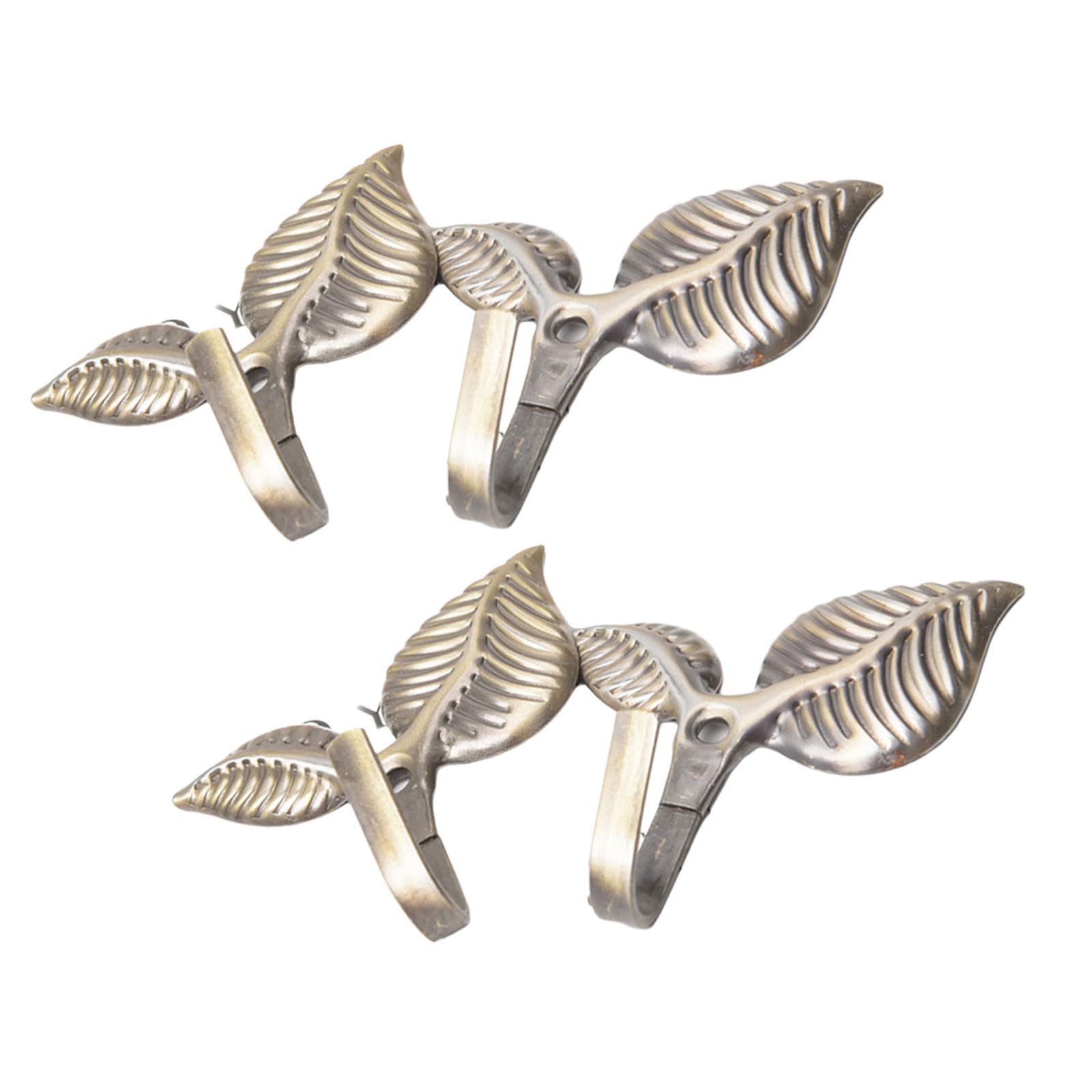 4pcs Curtain Tieback Hooks, Vintage Leaf-shape Curtain Holdbacks Hooks Wall Mounted Drapery Tieback Towel Hook Hanger Hook