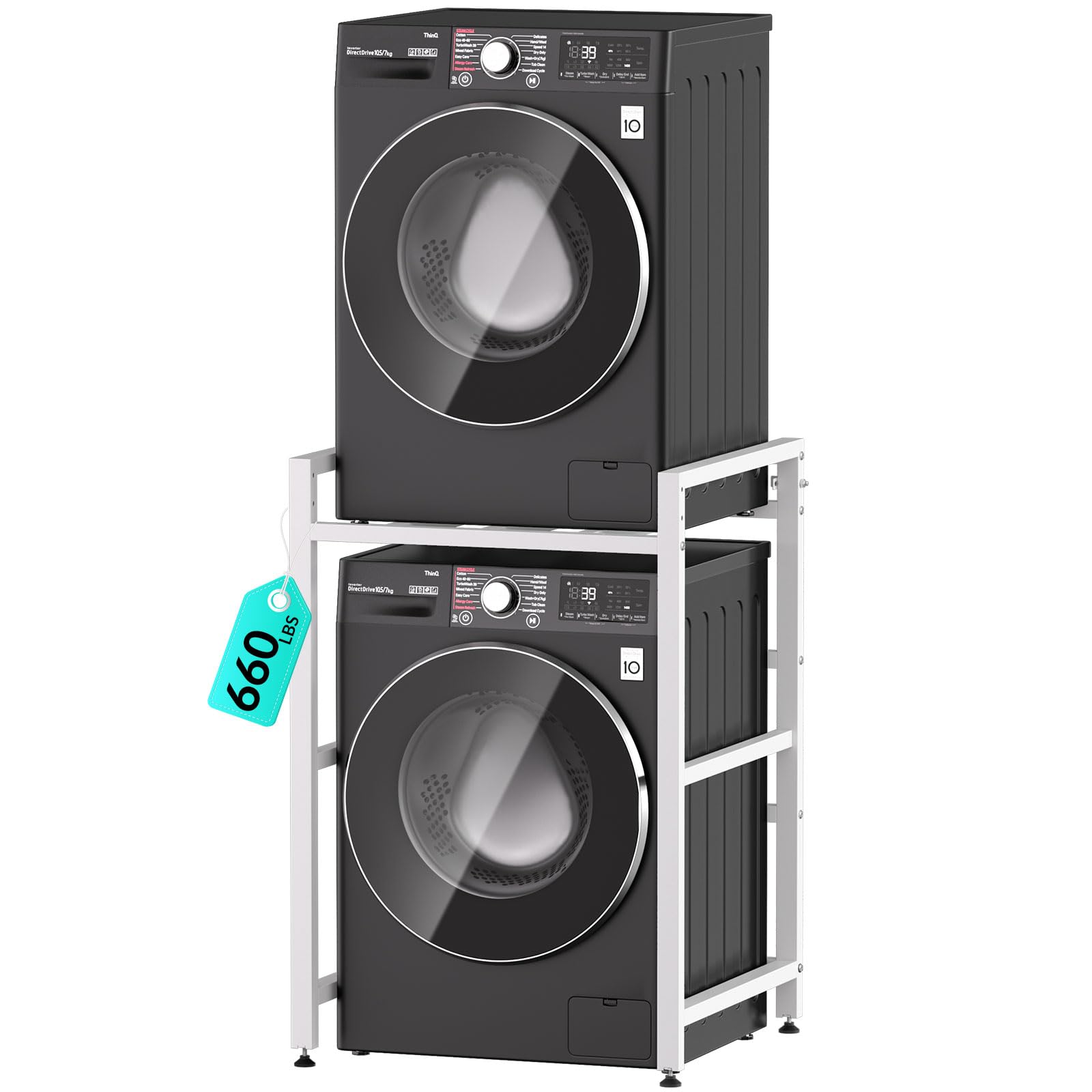 LUMENOX Washer Dryer Stand Stacking Kits,3 Level Height Adjustable Tumble Dryer Stand,White Stacking Kit Load Capacity 300KG for Tumble Dryers and Dishwashers
