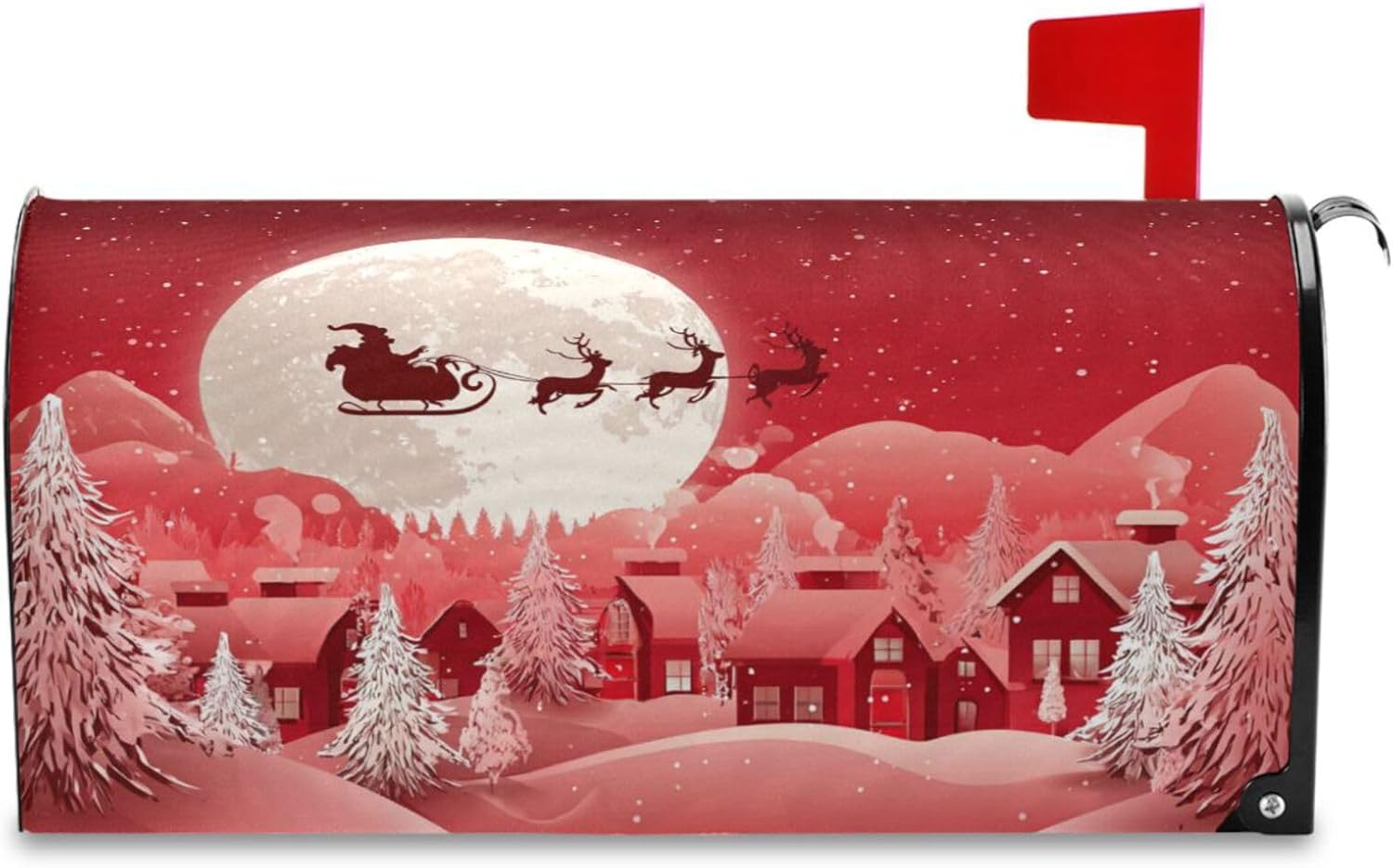 Vdsrup Christmas Mailbox Covers Magnetic Red Xmas Tree Snowflakes Mailbox Cover Wraps Standard Size 18" X 20.7" Post Letter Box Cover Garden Decorations