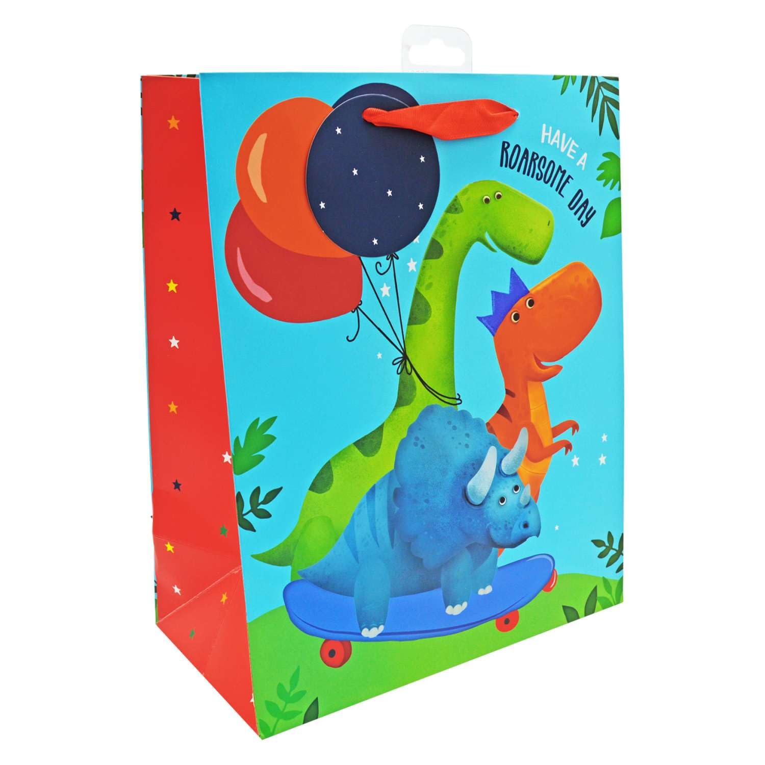 Eurowrap Dino Party Gift Bag 72 FSC, Large, Multicolor