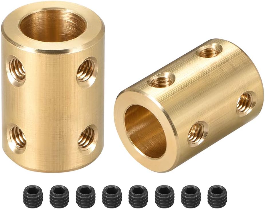 uxcell 10mm to 10mm Bore Rigid Coupling Set Screw L22XD16 Copper,Shaft Coupler Connector,Motor Accessories,2pcs