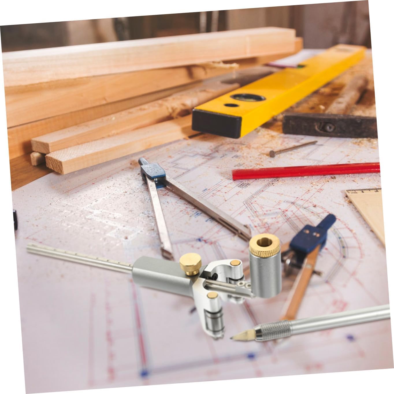 Zerodeko Two-in-one Adjustable Line Scriber Tool 0-120mm Curved and Parallel Handheld Marking Gauge for Woodworking and Carpentry, Portable Multifunctional Woodworker Accessory Random Color