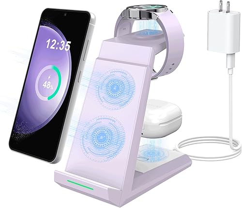 Miniatura 8 de Cargador inalámbrico para estación de carga Samsung, soporte de cargador 3 en 1 para múltiples dispositivos, base rápida para Galaxy S25 S24 S23