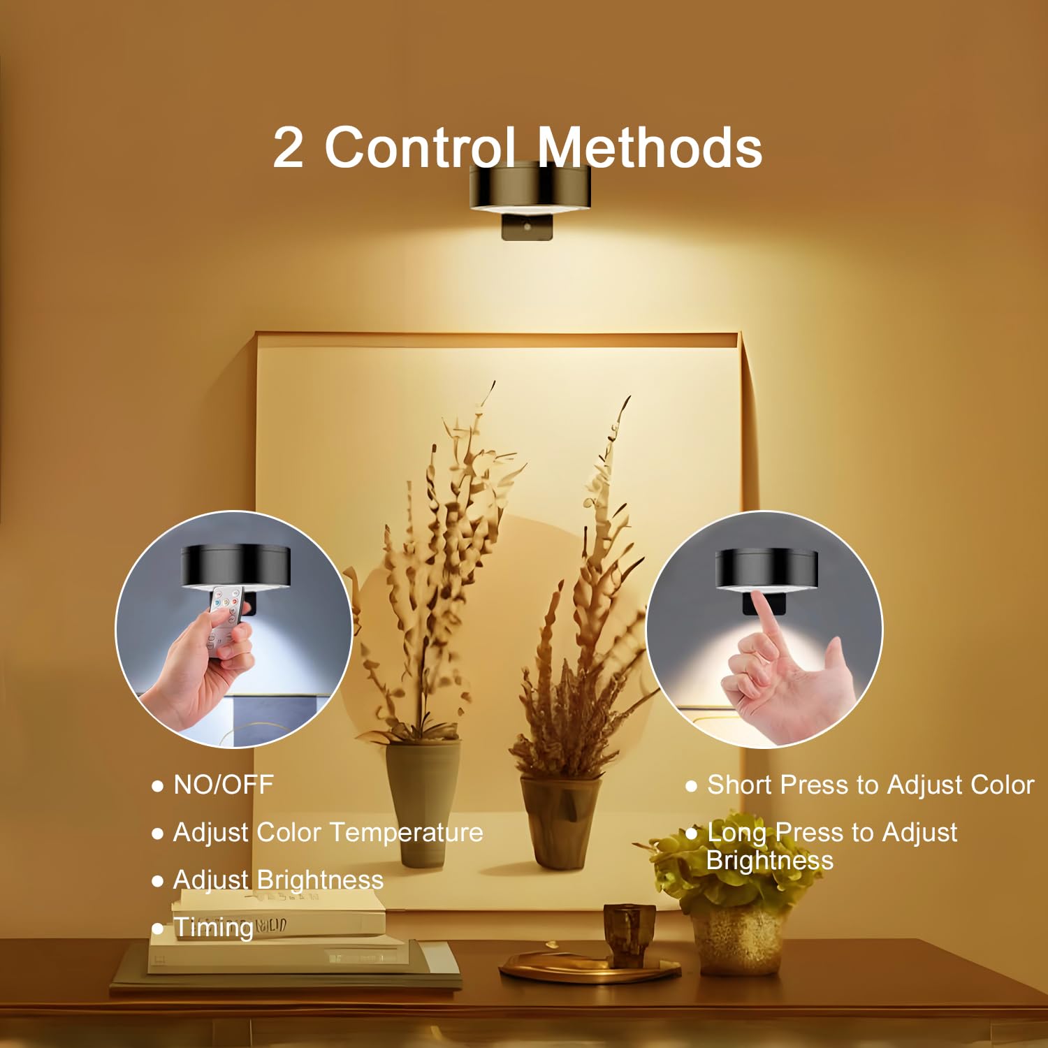 Luce Per Quadri Senza Filo,3 Pezzi Luci LED Applique Ricaricabile con Telecomando,3 Temperature di Colore,Lampada Fotografica Senza Fili per Armadio Esposizione Pittura Arte Dipinti(Nero)