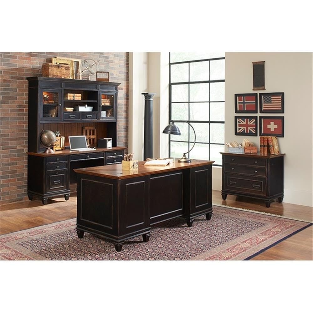 Hartford Wood Lateral File With Locking LegalLetter File Drawer Black product thumbnail 3