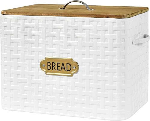 Miniatura 8 de EMAX HOME Panera de granja extragrande que ahorra espacio con tapa de madera, caja de pan vertical para almacenamiento de pan para encimera de