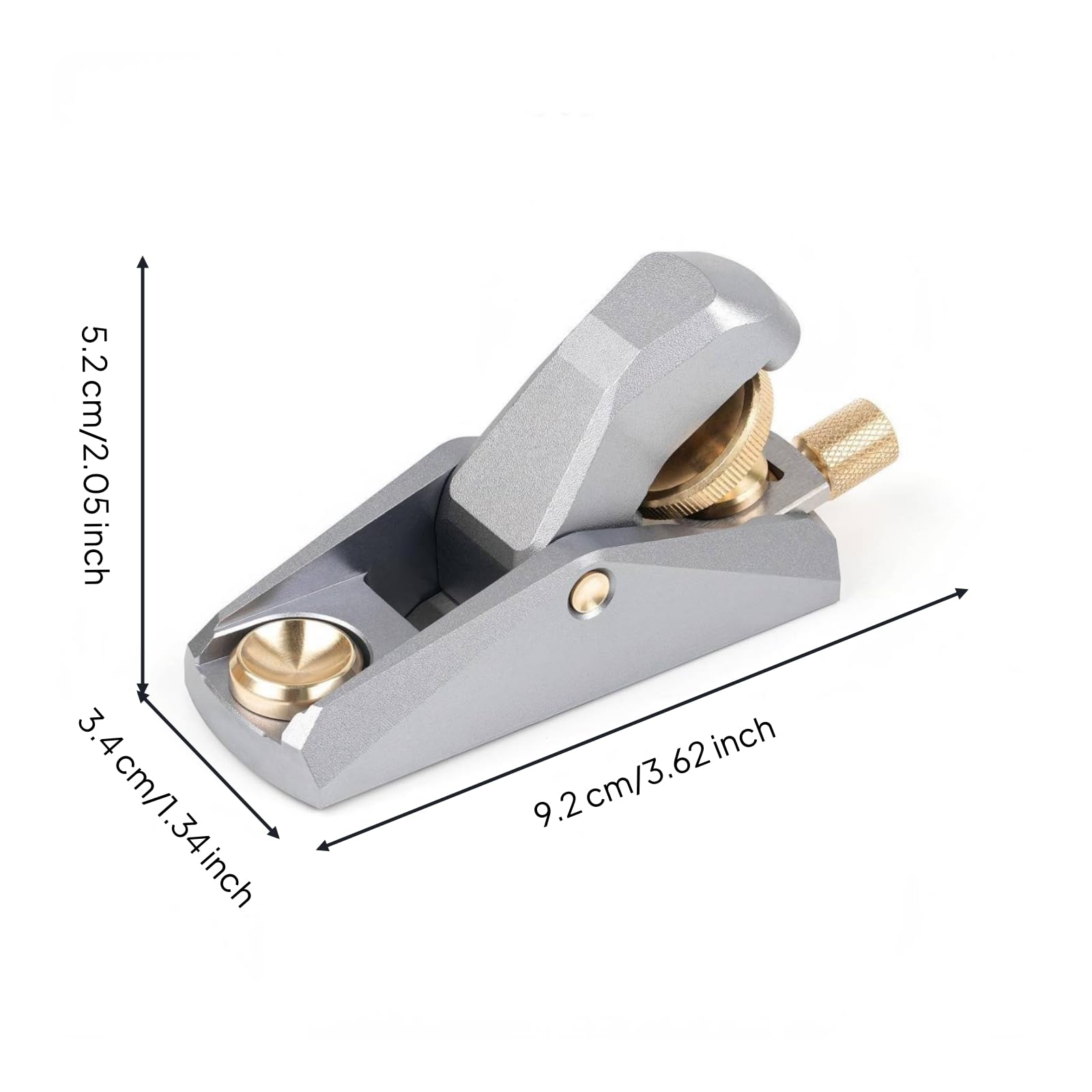 Gralara Mini Cepillo Mano Manual Cepillo Mano Compacto Mini Cepilladora para Bricoladores, Carpintería, 92 34 52mm, Mini, Ángulo Bajo, Aluminio, Gris