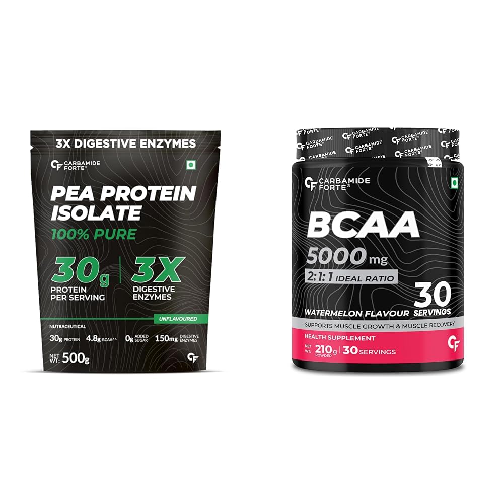 Carbamide Forte Pea Protein Isolate - 500Grams & BCAA Powder 5000mg Watermelon Flavour - 210g Powder-image-19