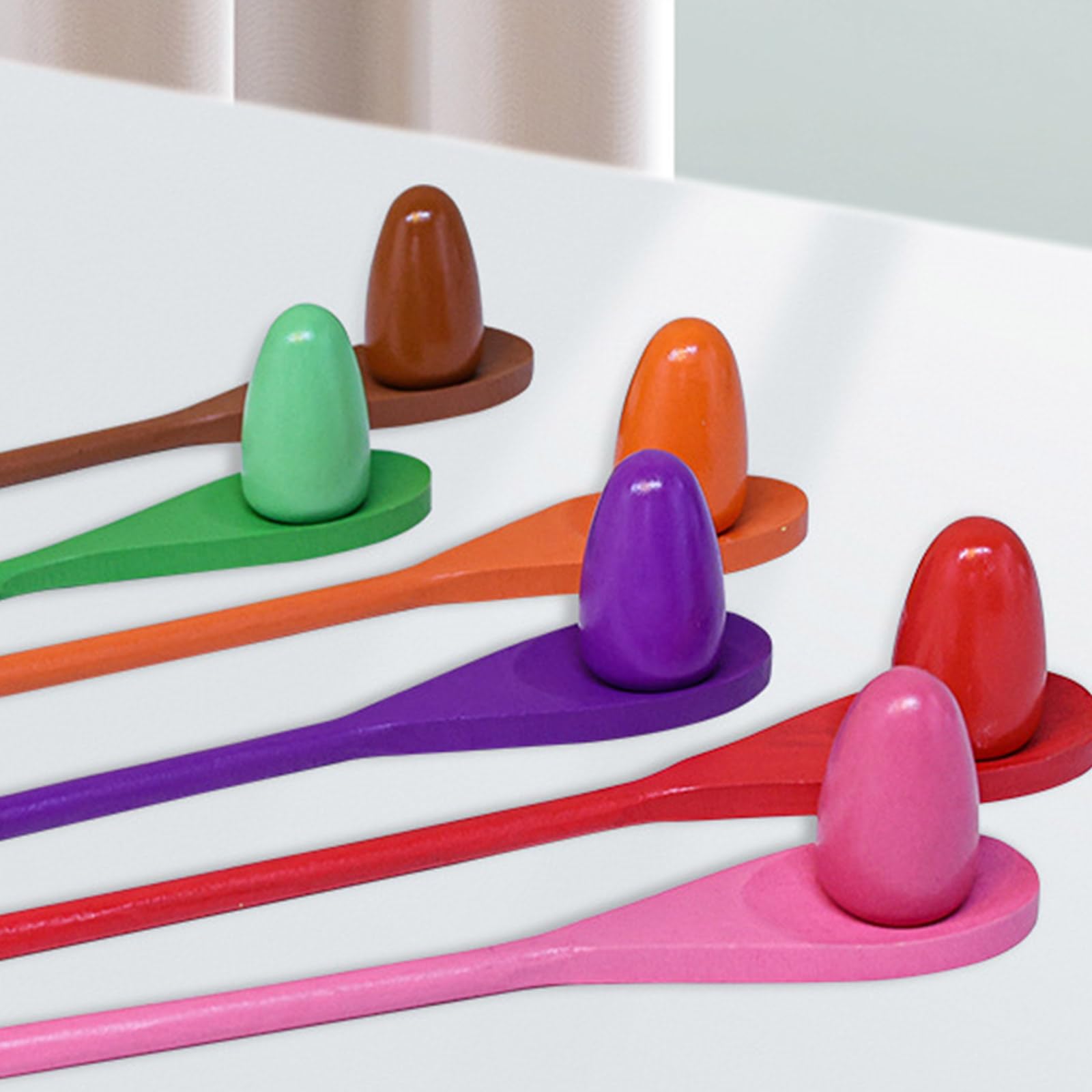 Holzeier Löffel Rennspiel Set, 12-teilig, für, Outdoor Gruppenaktivität, Gleichgewicht und Koordination, Entwicklungsaktivität, Holzeier, Löffel Rennspiel Set für