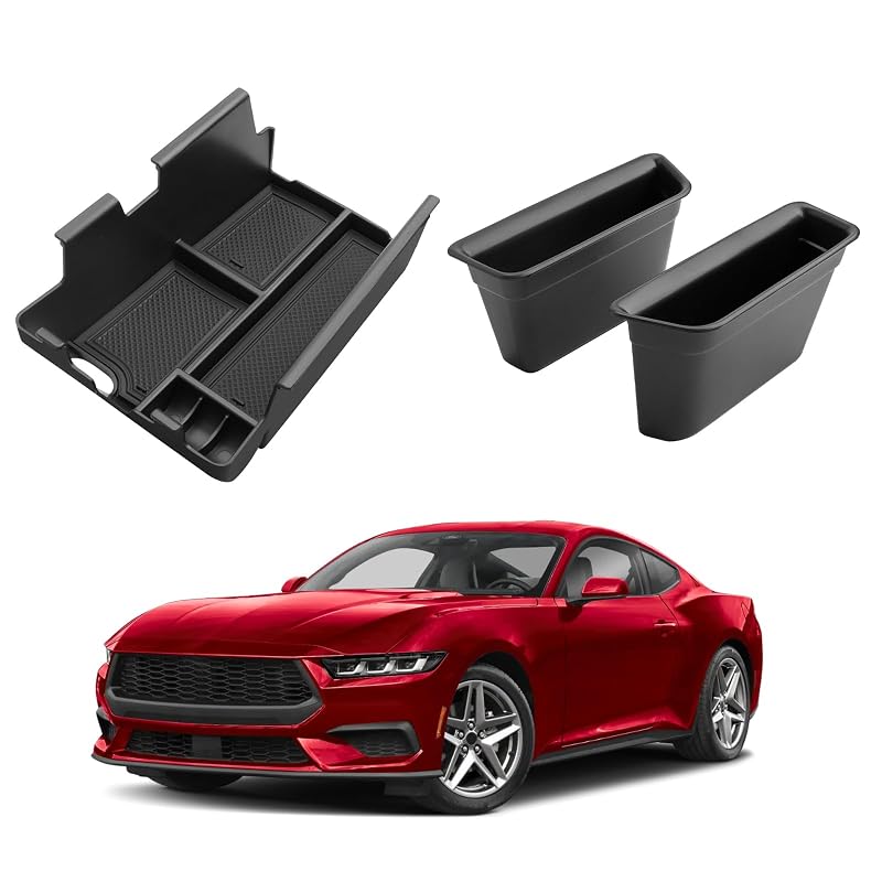 Organizador de console central ECOZEN para Ford Mustang 2024–2026 com bandeja e caixas para portas, ABS, conjunto com 3 peças