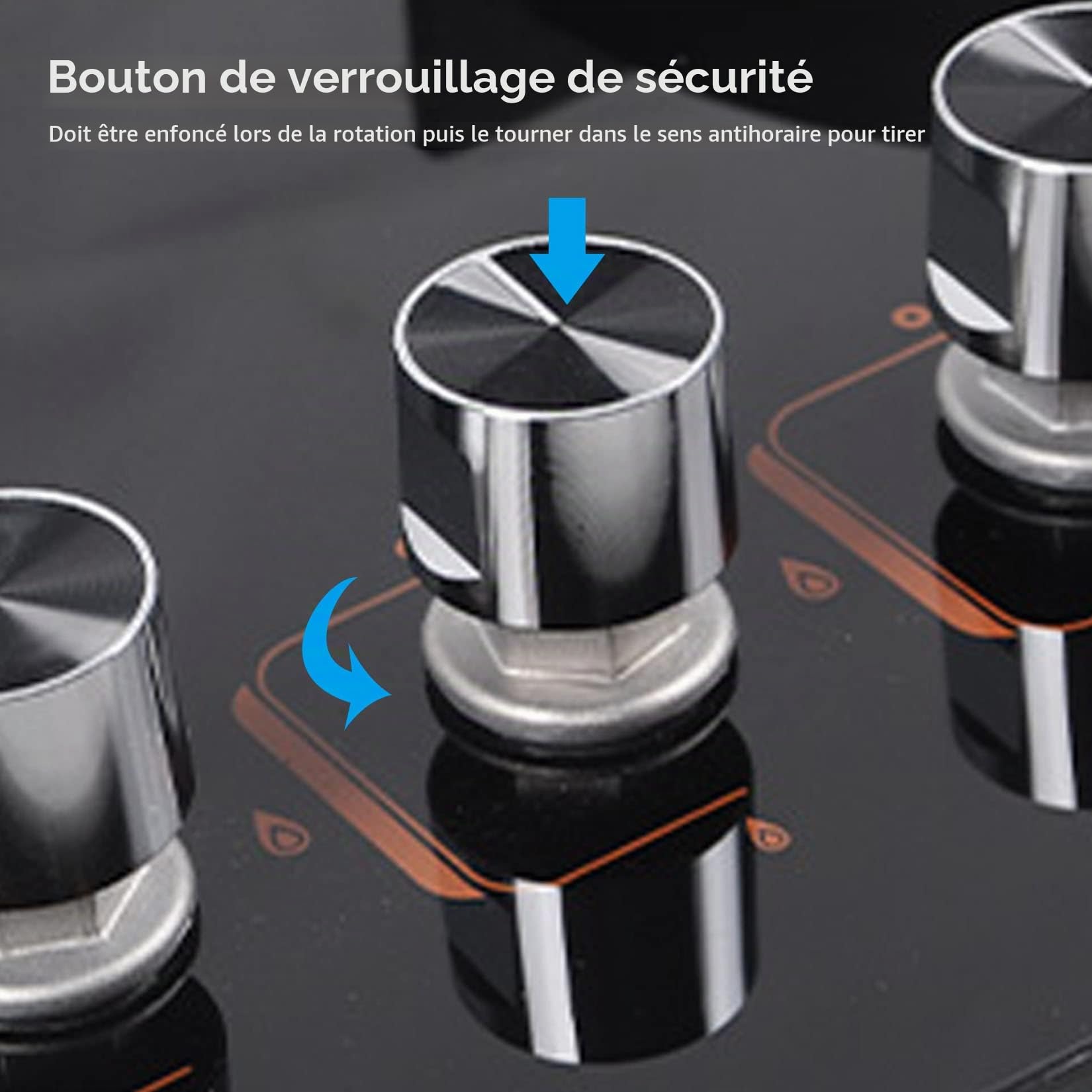 Table de Cuisson gaz à 3 brûleurs, Plaque de cuisson en verre trempé, cuisinière gaz avec protection thermocouple, facile à nettoyer
