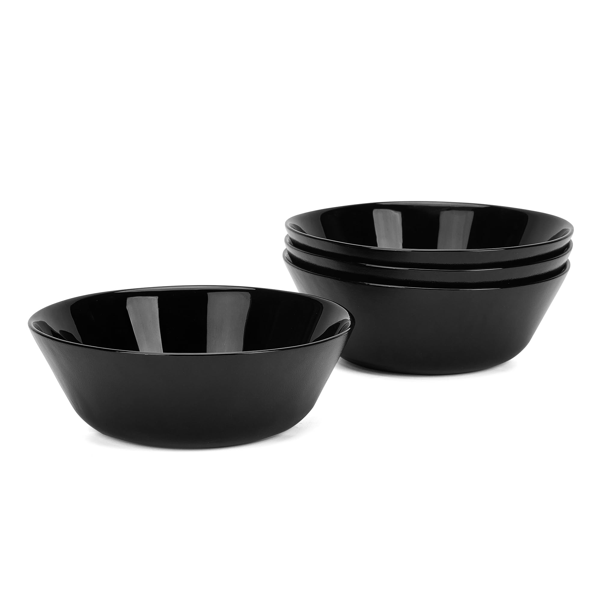 LaGlint 6 inch Cereal Bowl Set of 4 16 oz (460 ml) Black