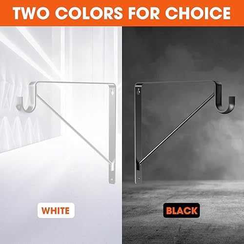 Miniatura 6 de Pisman Soporte para barra de armario negro de 10 pulgadas, 2 piezas, soportes de estante resistentes para almacenamiento de armario, almacenamiento