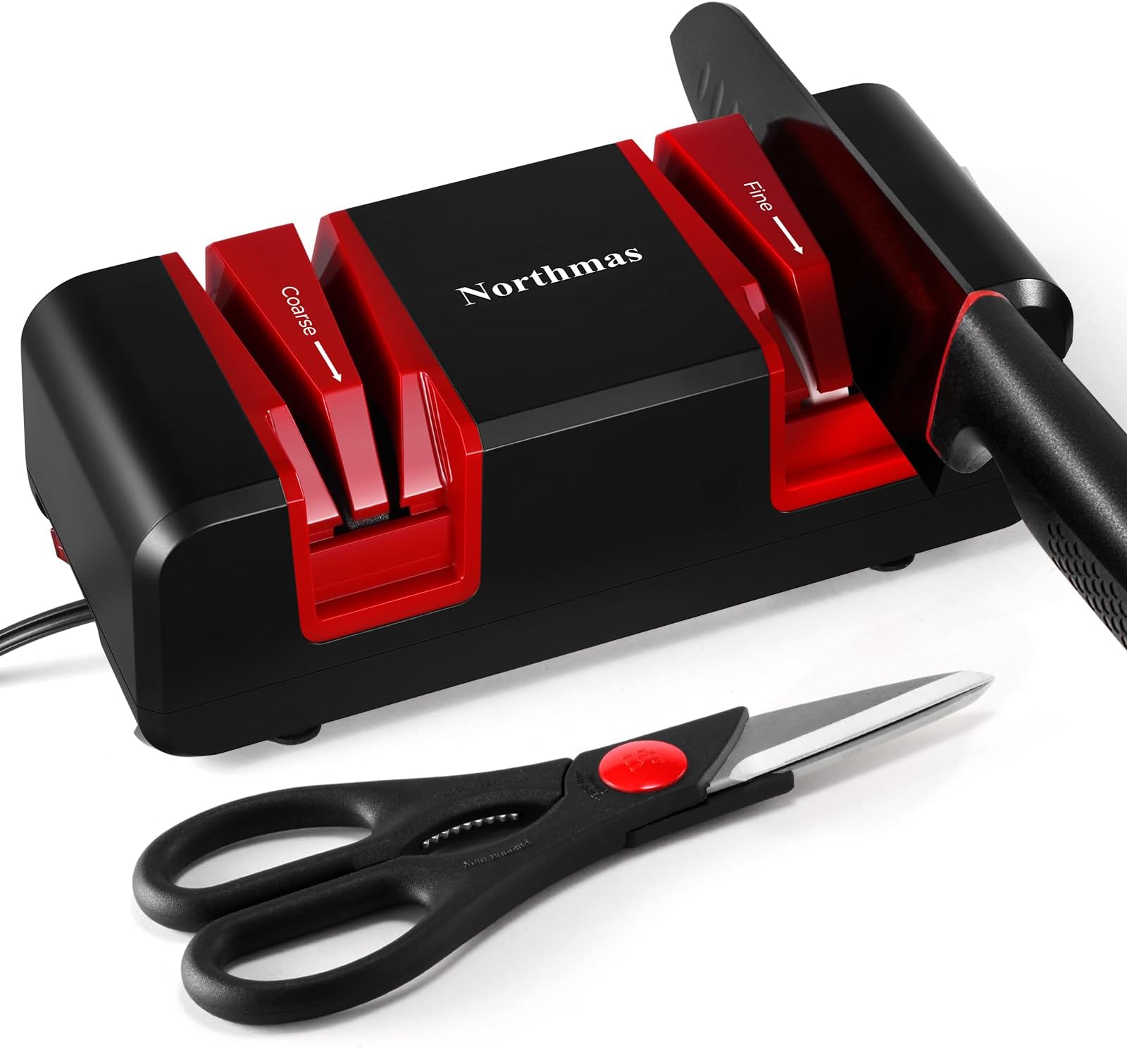 Knife Sharpener, Professional Electric Knife Sharpener for Kitchen Knives, 2-Stages for Quick Knife Sharpening & Polishing, with Scissors Sharpener Slot, Afilador de Cuchillos Electrico