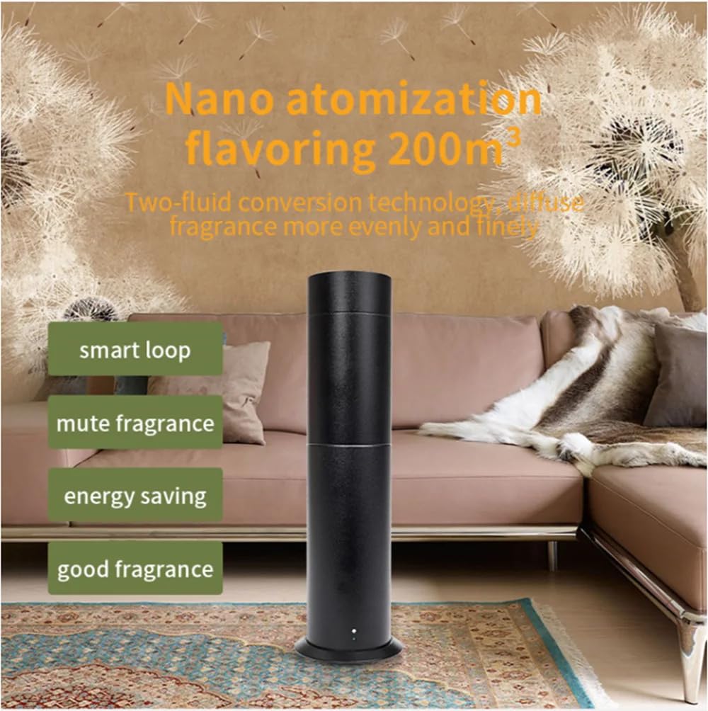 Diffusore senza acqua per oli essenziali, con telecomando, a colonna, elettrico, per aromaterapia, diffusore atomizzatore, per SPA, hotel, casa, ufficio, fragranza benessere (argento, corto)