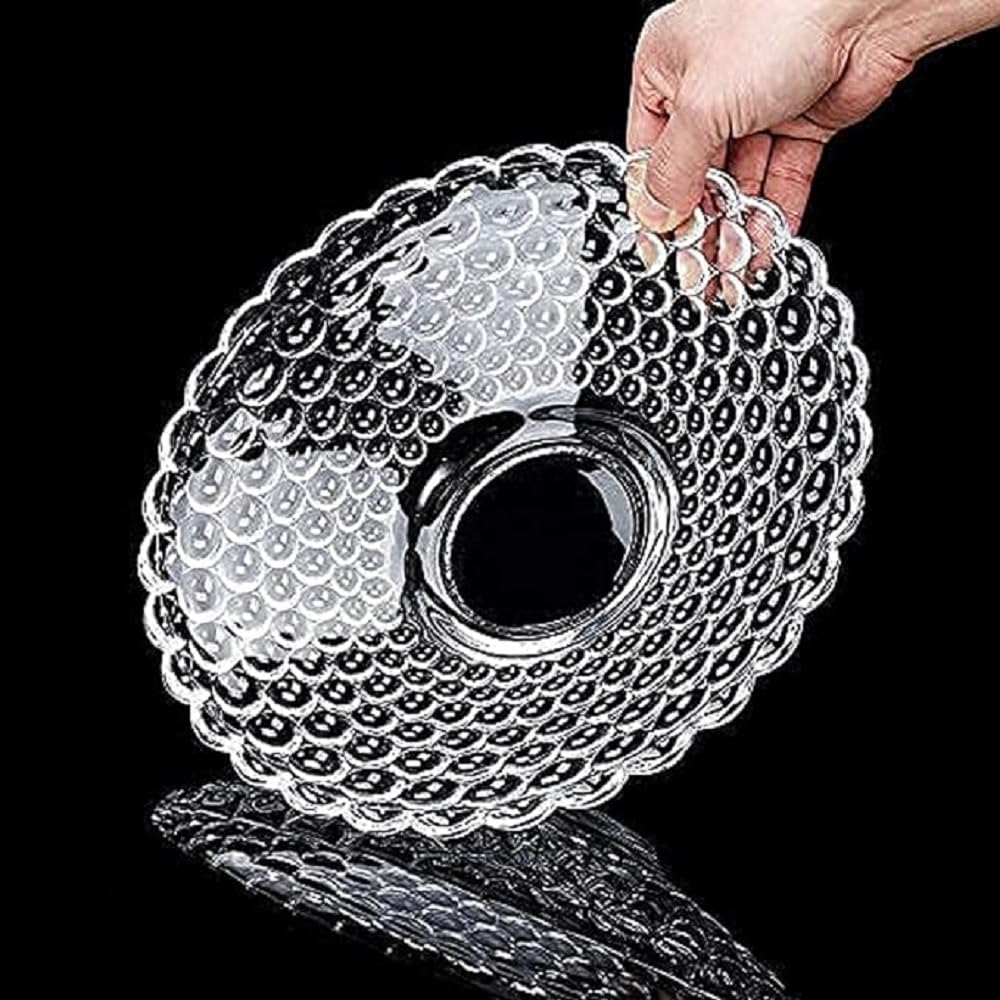 Luxansa Crystal Clear Round Serving Tray Fruit Bowl Plate for Dining Table Crystal Decoration Serving Dry Fruits Bowl Set Flower Shaped Gifting | Dinnerware & Serving 1