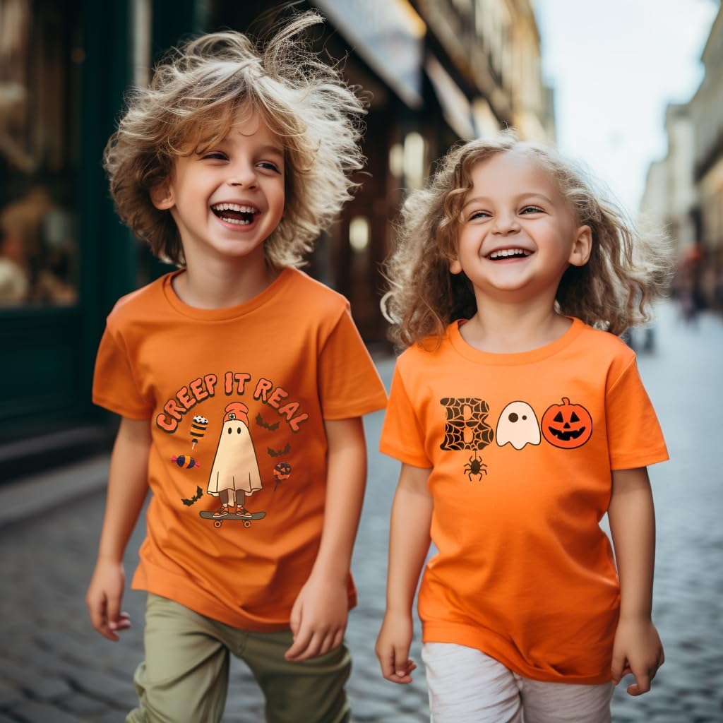 Toddler Boy Girls Halloween Shirt Pumpkin Ghost Tops Kids Outfits Short Sleeve Tshirt - Image 3