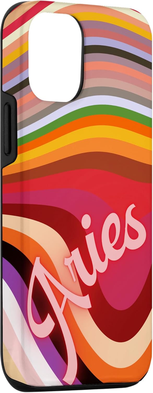 Aries Zodiac Retro Groovy Aesthetic Birthday 70s Astrology Case for iPhone 12/12 Pro