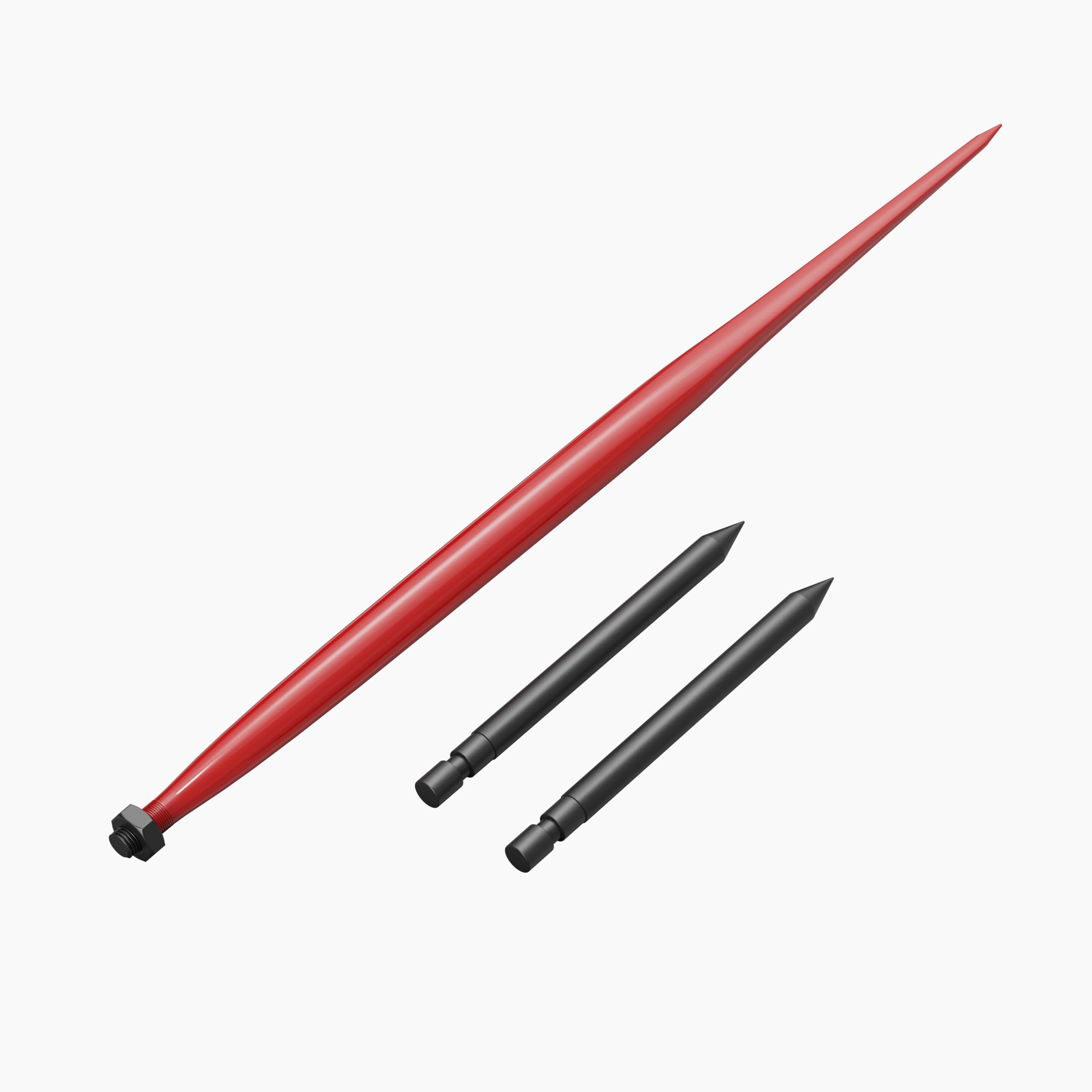 Garvee Lanza para Pacas de Heno 124,5 cm Pincho para Tractor de Acero 60SI2MN con Manguito Soldable Juego de 3 Piezas para Fardos Redondos y Cuadrados Capacidad 1360 kg Accesorio Agrícola Rojo