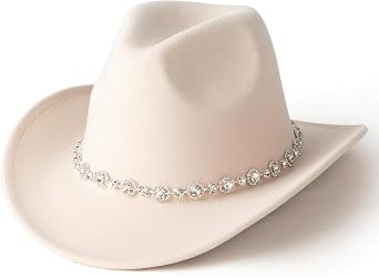 Lisianthus Women's Western Cowboy Hat Glitter Rhinestone Wide Brim Cowgirl Hat