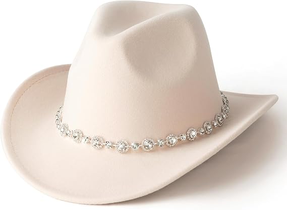 Lisianthus Women's Western Cowboy Hat Glitter Rhinestone Wide Brim Cowgirl Hat
