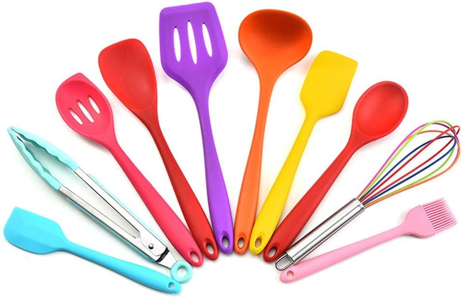 Silicone Kitchen Tools Set Cooking Tools Utensils Set Spatula Shovel Soup Spoon Non-Stick Cookware Special Heat-Resistant Design (Color : B) (A)