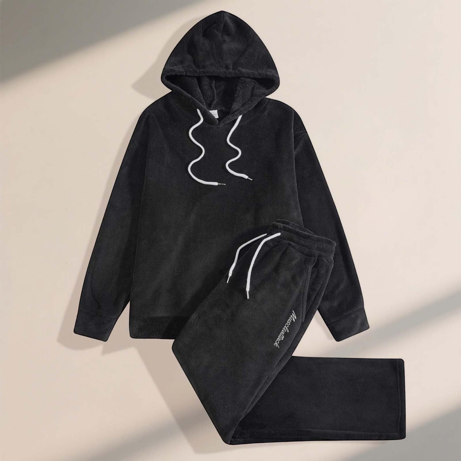 Pijama para hombre, pijama de invierno para Navidad, forro polar, pijama con capucha, de invierno, manga larga, mullido, suelto, de franela