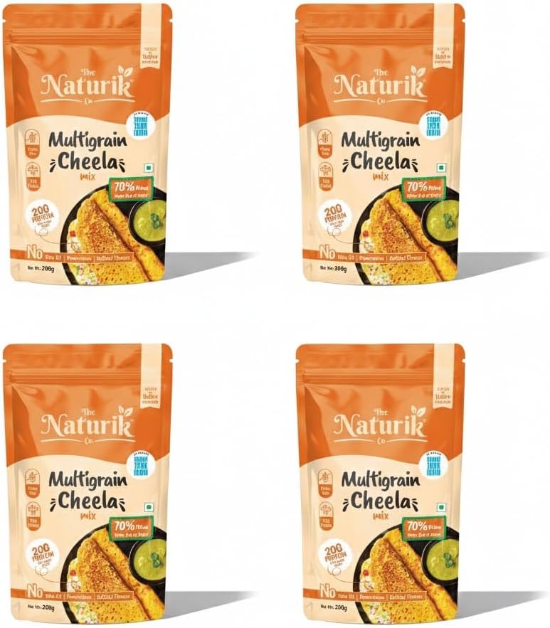 Chilla Mix | Multigrain Cheela Mix | No Maida No Palm Oil High Protein Gluten Free & Fiber Rich Breakfast | 200g Ready to Cook Chila/Dosa Mix | Lentils & Millets Protein Chilla Mix