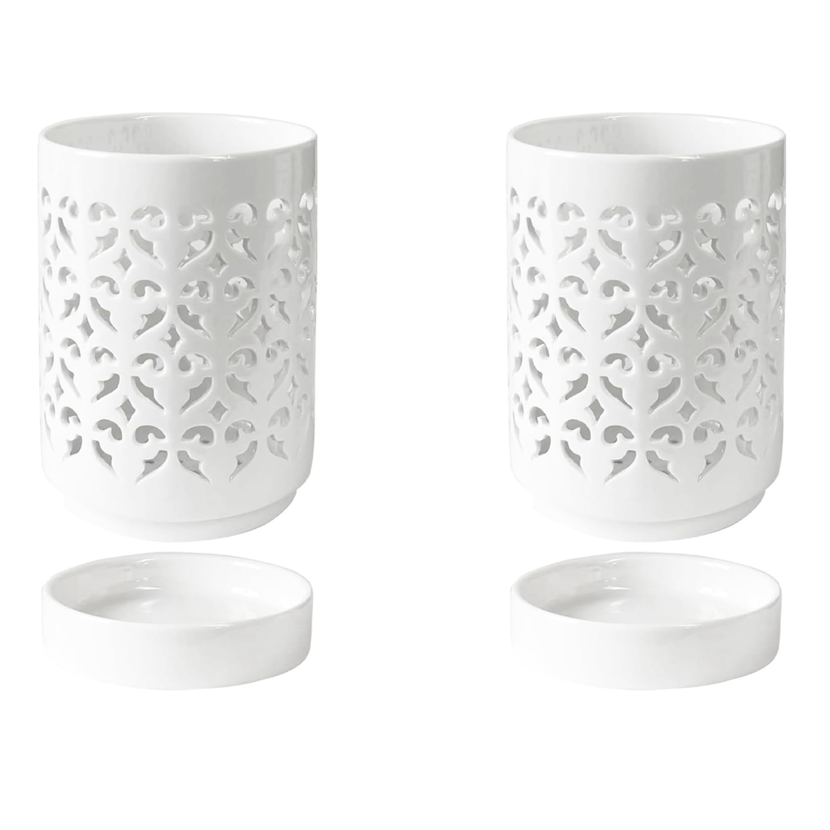 Vjsujehgy 2X Orchid Pots with Holes,4 Inch Ceramic Orchid Pot for Repotting, Flower Planter Pot Indoor Outdoor, Breathable White