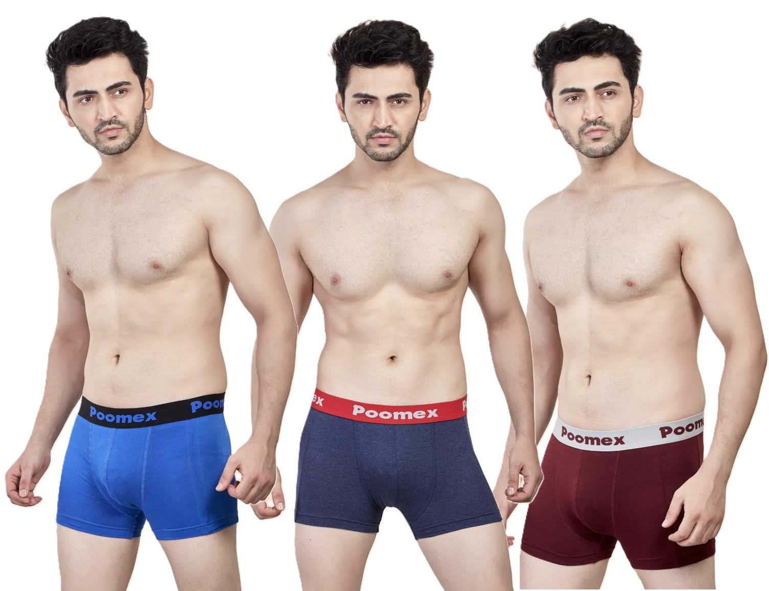 poomex Men's Cotton Trunk's - Pack of 3 (Elegant Trunk - Boxer) Multicolour-picture-22