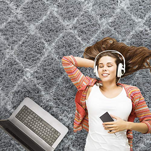 image for Wondo Luxury Velvet Shag Area Rug Modern Fluffy Fur Rugs,Premium Geome