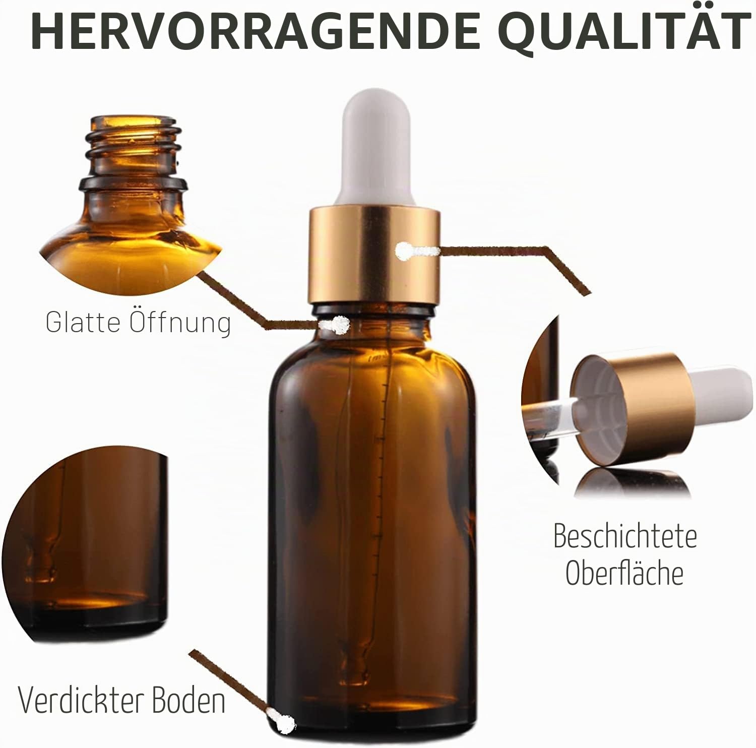 24 X 30ml Pipettenflasche Bernsteinfarbene Glasflaschen Apothekerflasche mit Glaspipette, Tropfflasche aus Braunglas