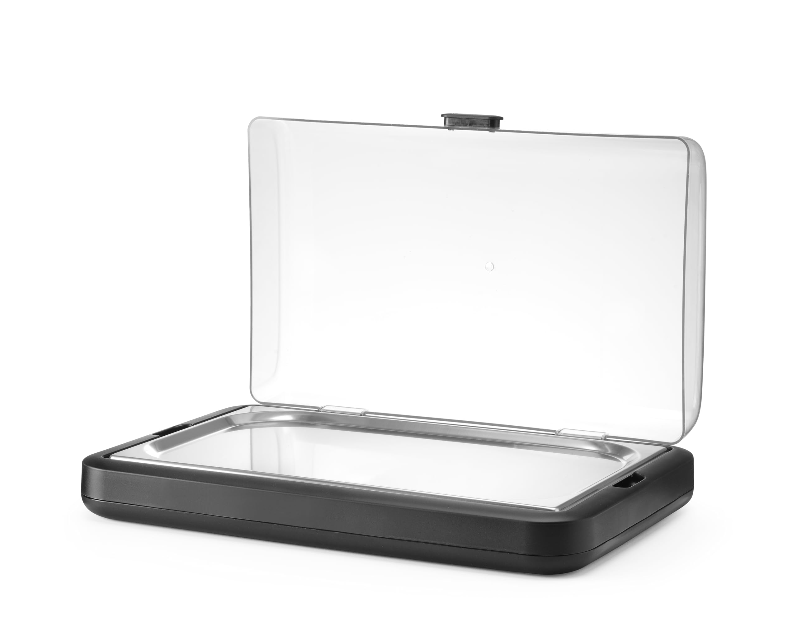 HENDI Vetrina refrigerata UNIQ con coperchio ribaltabile in ABS, set con vassoio in acciaio inox GN 1/1, elemento refrigerante, 593x389x(H)147mm, polipropilene, nero