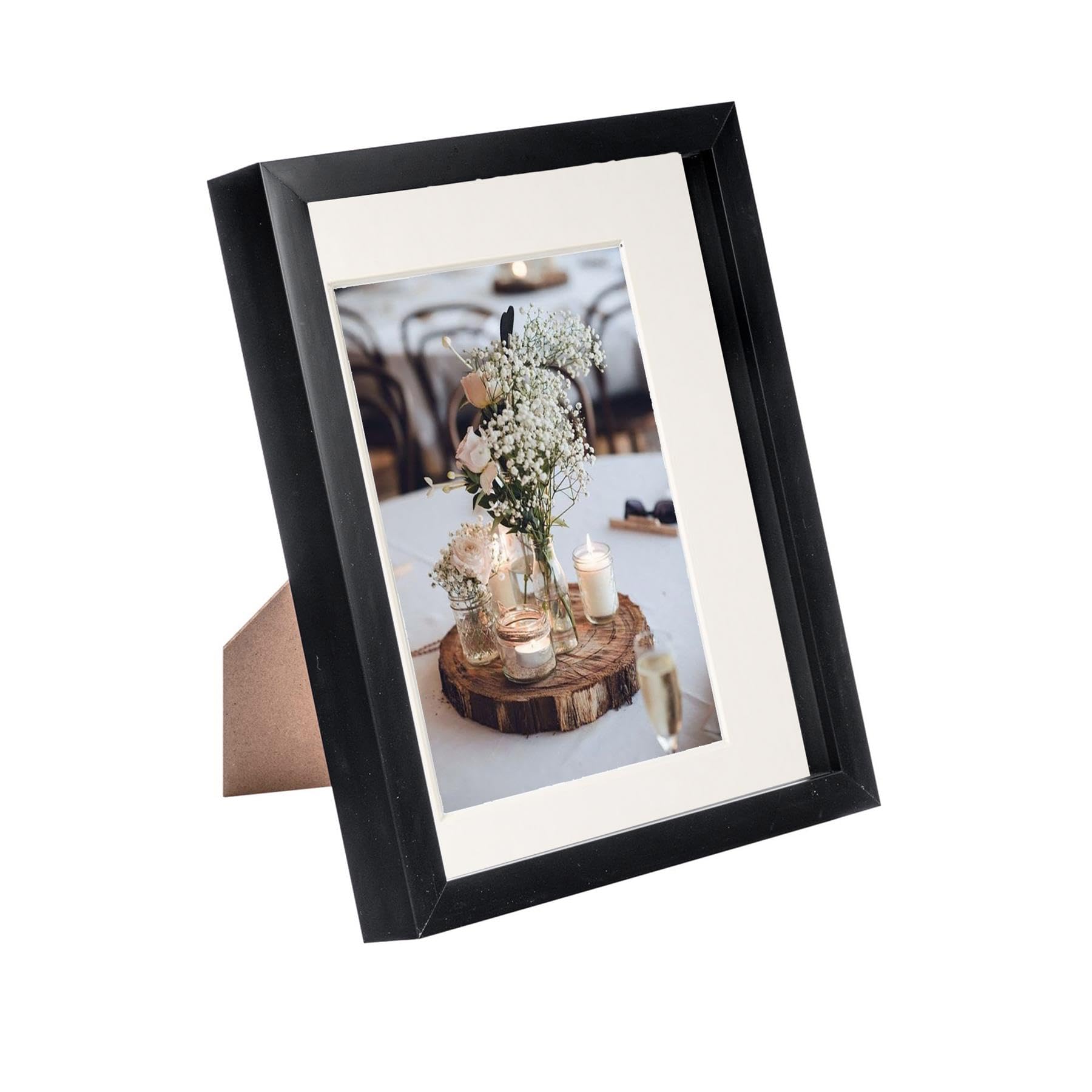 3D Box Photo Frame - 8 x 10"" with 5 x 7"" Mount - Black/Ivory