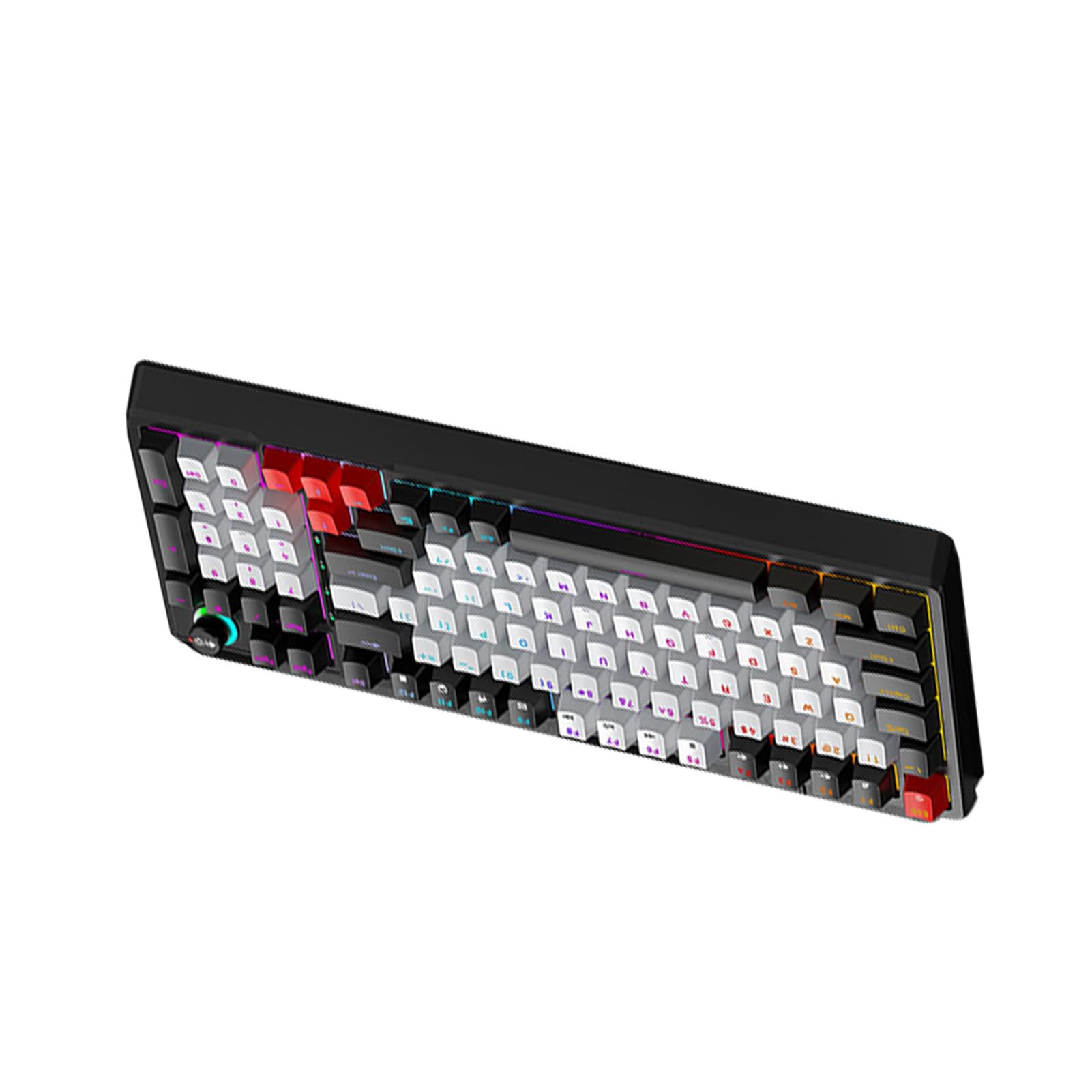 Luocute Klawiatura Mechaniczna T WOLF T50 RGB, 98 Klawiszy z możliwością Wymiany Podczas Pracy, Niebieski Przełącznik z Dynamicznym Oświetleniem i Pokrętłem, do Pisania na Komputerze (Czarny Szary