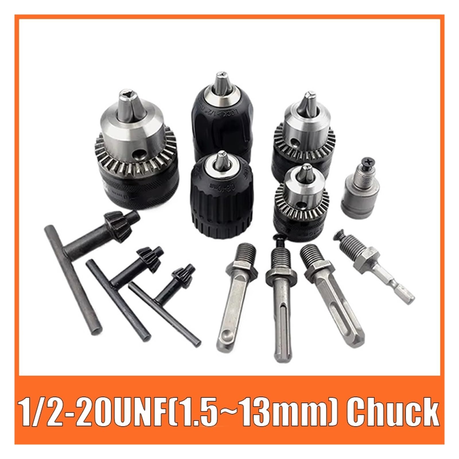 1.5-13mm konwerter 1/2 20UNF kluczowy uchwyt wiertarski gwint adapter do szybkiej wymiany SDS 1/4 klucz udarowy klucz Bit korbowód Hex | Chuck Adapters Set