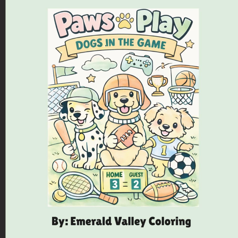 Paws & Play: Dogs in the Game: A Fun Dog Sports Coloring Book for Kids & Adults Featuring Playful Puppies, Athletic Adventures, and Relaxing Creative Activity Pages