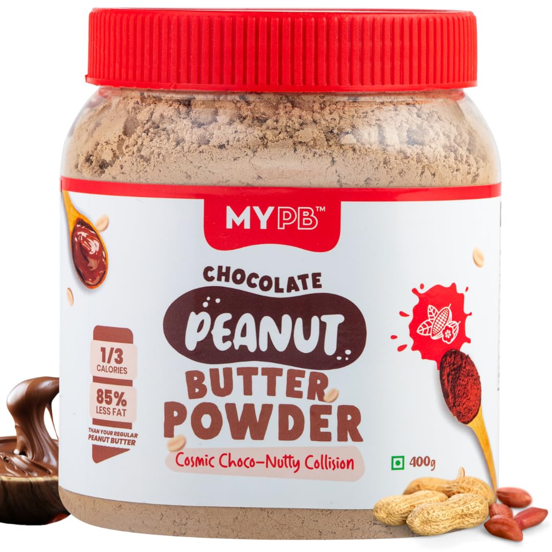 MYPB - Chocolate Peanut Butter Powder | 36g Protein | Natural | 400g - makes 2X With Water | No Artificial Flavour | Gluten Free Chocolate Spread