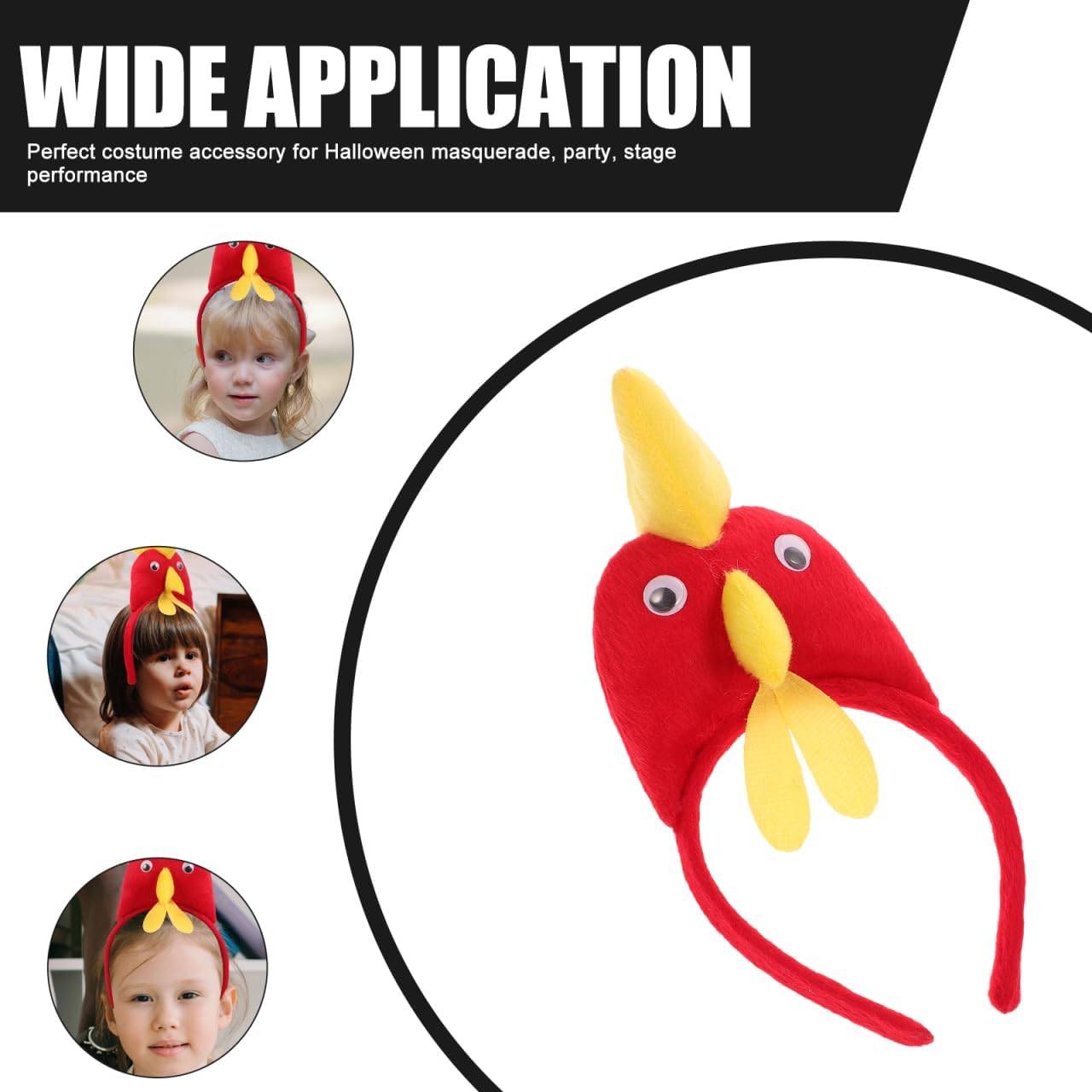 Amosfun 3D Rooster Headband Kids Chicken Costume Accessory for Party Dress up Egg Hunting Farm Animal Theme