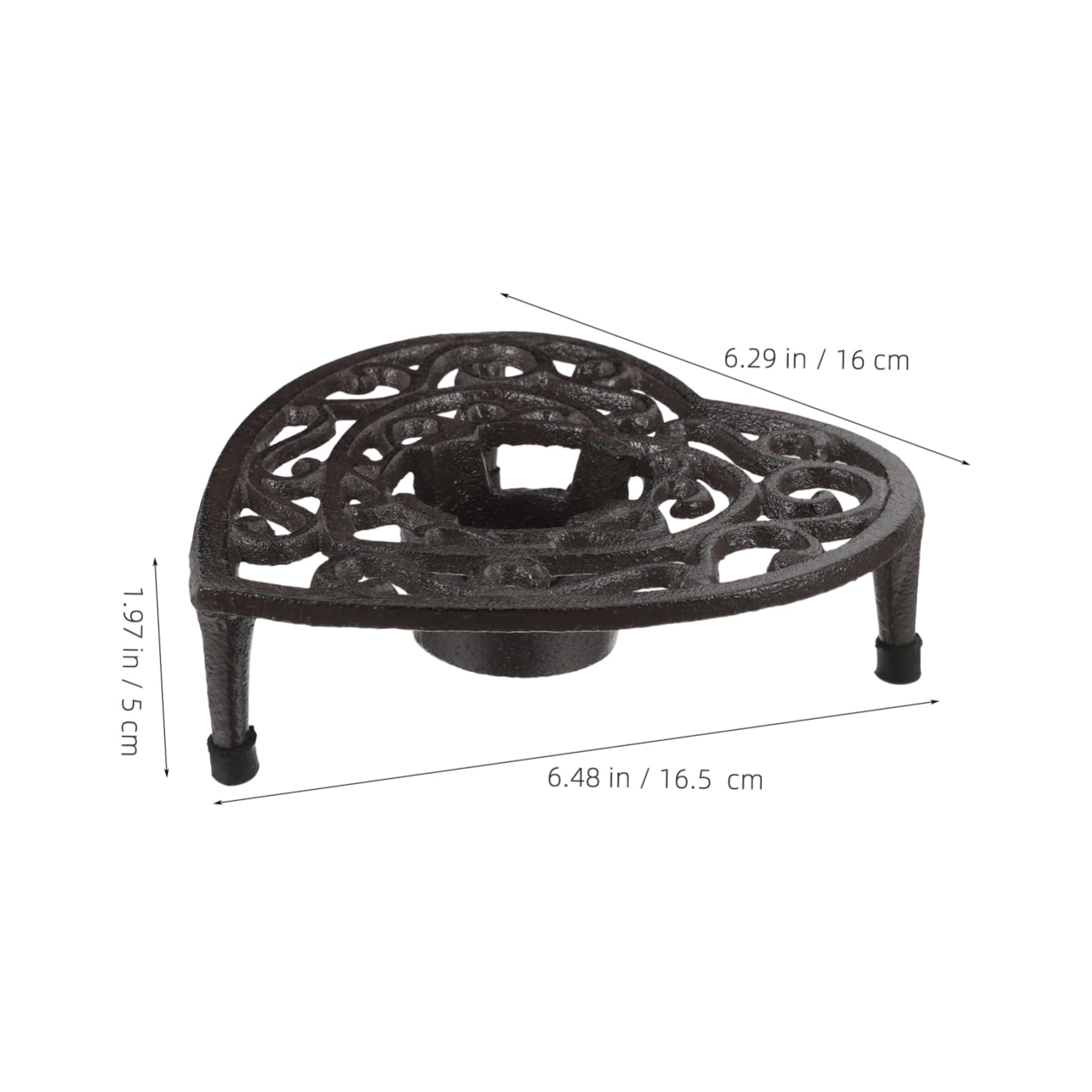 OKUMEYR Cast Iron Teapot Warmer with Heart-Shaped Design Tripod Stand for Tea and Coffee Keeps Beverages Hot for Hours Decor Accent