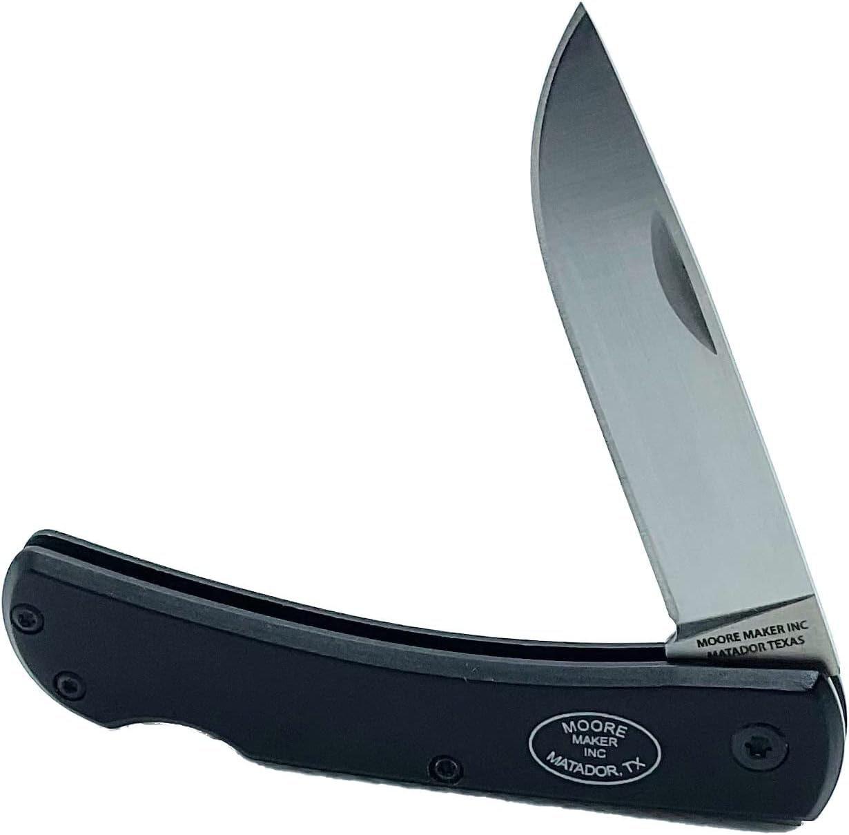 Moore Maker Inc. - 1106CSS - Black Anodized Aluminum Lockback Clip Knife - 3 1/2"