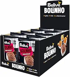 Caixa de Bolinhos de Chocolate Sem Açúcar Sem Glúten Sem Leite Belive 10 unidades de 40g