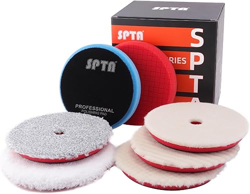 SPTA - Almohadillas de pulido para pulir, 7 unidades, cara de 6.5 pulgadas para placa de respaldo de 6 pulgadas y 5.906 in, almohadillas de esponja