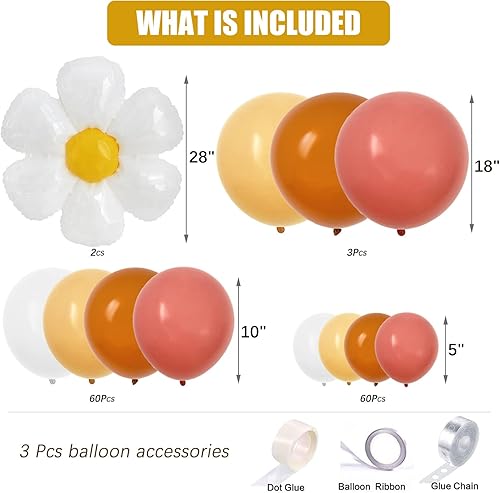 Miniatura 4 de Kit de guirnalda de globos de margarita, arco de globos retro naranja quemado, bohemio, decoración de flores geniales para fiestas temáticas de