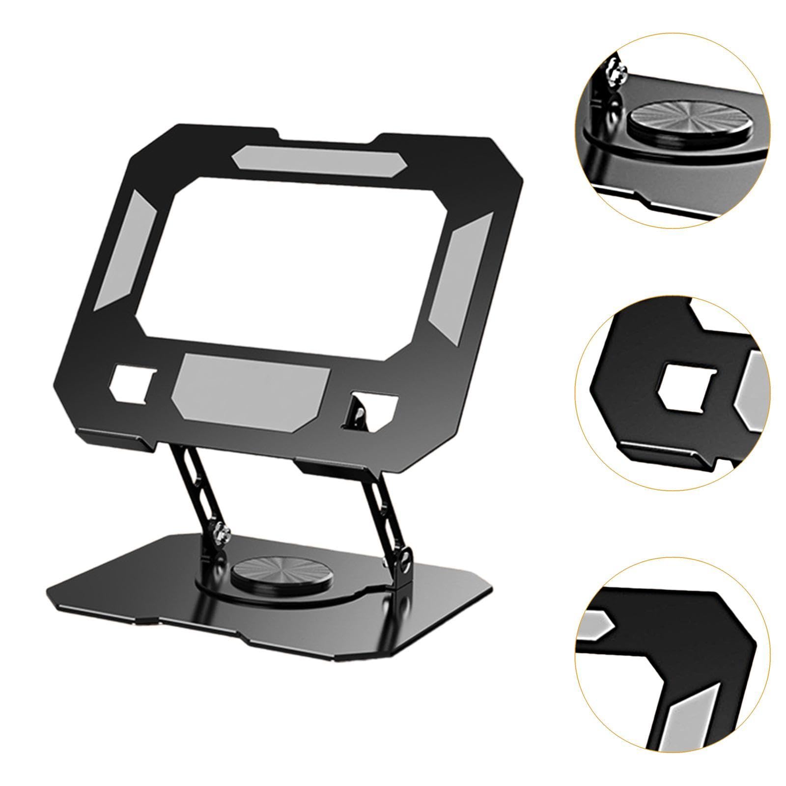 Soporte plegable flexible para laptop, soporte portátil para tablet con rotación de 360°, altura ajustable para el hogar y viajes, soporte elevador para portátil negro